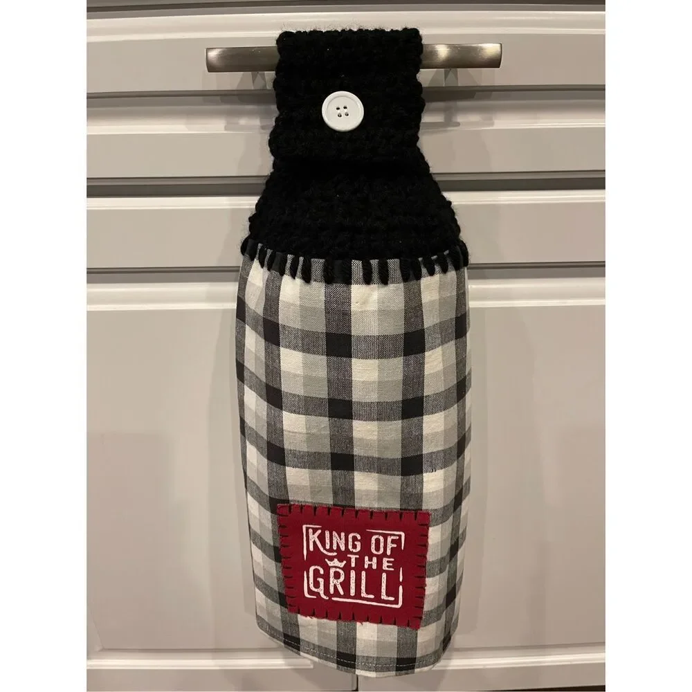 Crochet Top Kitchen Towel- King of the Grill